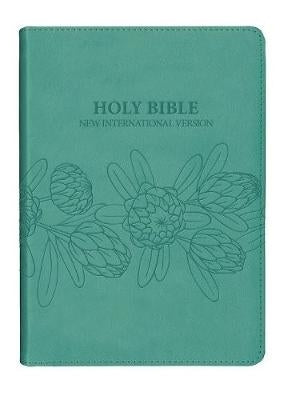 NIV leather look Bible sea green protea