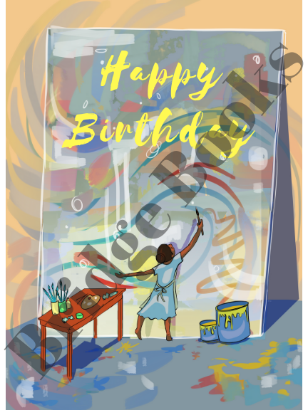 Happy birthday artist card (girl)