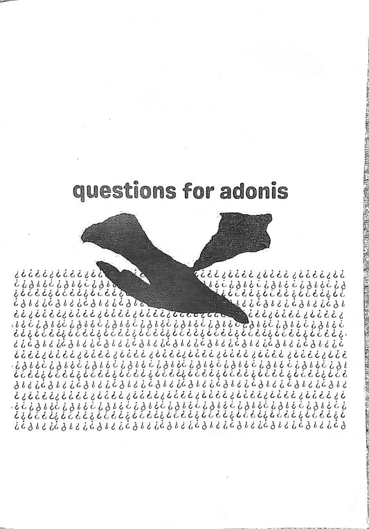 Questions for Adonis, from the 2024 Wits Honours in Creative Writing students