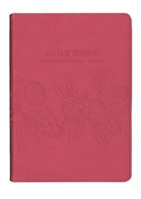 NIV leather look Bible cerise pink protea